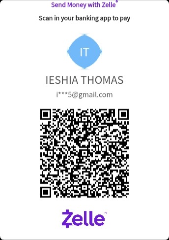 Zelle QR code for IeshiaThomas95@gmail.com